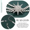 Latious Rhinestone Star Head Chain Jewelry Silver Sparkly Crystal Bride Wedding Headpiece Bridal Prom Hair Chain for Women (Silver)