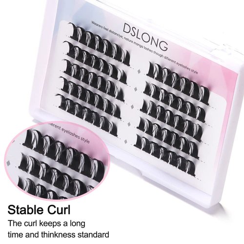 DSLONG Manga Lashes Natural Look Individual Lash Wispy Silky Anime Eyelashes Cluster Japanese Cosplay False Eyelashes Reusable, Look Like Extensions DIY At Home