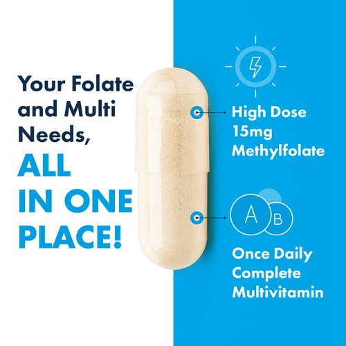 MethylPro Multivitamin + 15 mg L-Methylfolate - High Dose Methyl Folate Once-Daily Multi for Energy, Mood Support - Vitamins for Men & Women - B Complex (with B12), 2000 IU Vitamin D (30 Capsules)