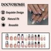 DOCVOEOMH Y2K Press on Nails Medium Long Coffin French Tips White Fake Nails with Rhinestones White Pink Star Design Ballerina False Acrylic Full Cover Glue Stick on Nails for Women Wedding 24Pcs