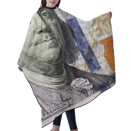 NELife 100 Dollar Bill Haircut Apron Professional Salon Cape Polyester Baber Cape With Adjustable Buckle for Adult