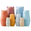 Chivao 8 Pieces Russian Nesting Dolls Silicone Matryoshka Educational Stacking Nesting Dolls for Toddlers Vivid Food Grade Baby Teether for Kids (Bear)