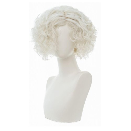 Amnenl White Curly Short Wigs for Men Anime Natural Fluffy Synthetic Cosplay Costume Hair Wig