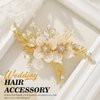 Evild Flower Wedding Hair Clips Gold Rhinestone Leaf Bridal Hair Barrettes Crystal Hair Accessories for Women