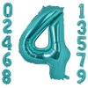 Vonokee 40 Inch Teal Blue Giant Number Balloons 4, Jumbo Digital Foil Mylar Balloon for Birthday Party Wedding Anniversary Celebration Decoration