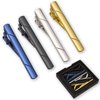 4pcs Tie Clips for Men Tie Clip Tie Bar Tie Bars for Men with gift box (Black gold blue silver)