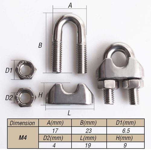 Cozihom 3/16 Inch M4 Wire Rope Cable Clip Clamp, 304 Stainless Steel, U Bolt Saddle Fastener, 25 Packs