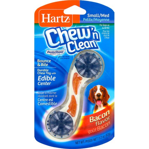 Hartz Chew 'n Clean Bounce & Bite Bacon Flavored Dental Dog Chew Toy and Treat - Small/Medium