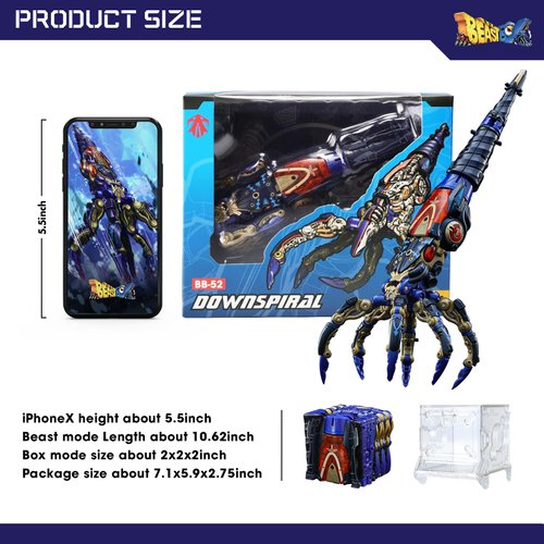 52TOYS BEASTBOX BB-52 DOWNSPIRAL Deformation Toys Action Figure, Converting Toys in Mecha and Cube, Perfect Birthday Party Gift for Teens and Adults, Based on Cameroceras