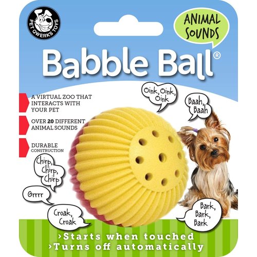 Pet Qwerks Animal Sounds Babble Ball - Chew Dog Toy - Small