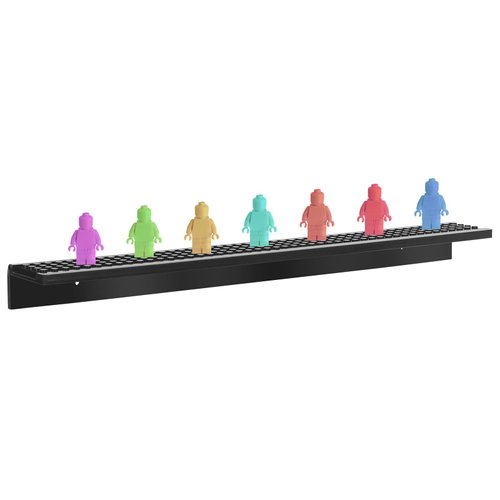 1-Pack Display Shelves for Minifigure - Wall Mount Shelf for Building Bricks Holds Up to 24 Figures, Cabinet Acrylic Floating Display Case Compatible with Lego Figure Collectibles Black (Shelf Only)