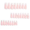 BAOYAALIN Press on Nails Medium Long Coffin Y2K Cute Fake Nails with 3D Bow Nail Charms Design Gel Glue on Nails for Women Girls Full Cover Acrylic False Stick on Nail Manicure for Wedding 24Pcs