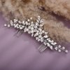 Teyglen Bride Silver Hair Comb with Rhinestones, Pearls, and Crystal, Dainty Headpiece Style, 19 * 8cm/7.48 *3.14 inches, Hair Accessory for Women and Girls