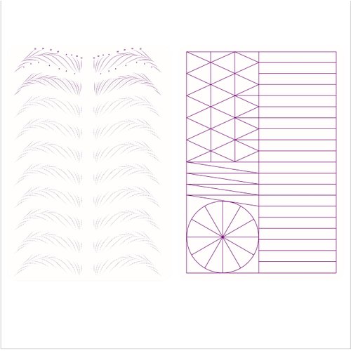 3pcs Double Sided Pre-printed Strokes Practice Skin with Basic Hairstroke Foundation Silicone Hair Strokes Practice Pad (Hairstroke Purple Outlines)
