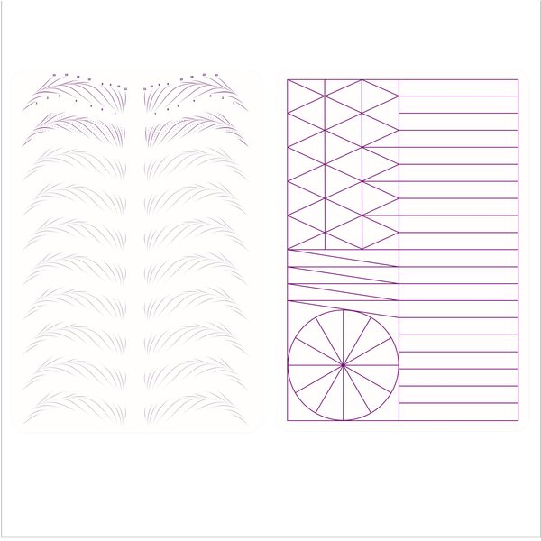 3pcs Double Sided Pre-printed Strokes Practice Skin with Basic Hairstroke Foundation Silicone Hair Strokes Practice Pad (Hairstroke Purple Outlines)
