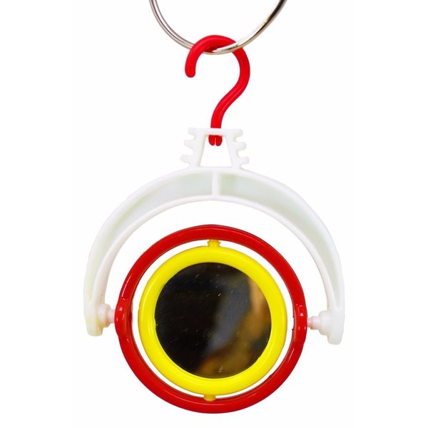 Bonka Bird Toys 6621 Spin Mirror Cockatiel Parakeet Toy Canary Cages Budgie (White/Yellow)