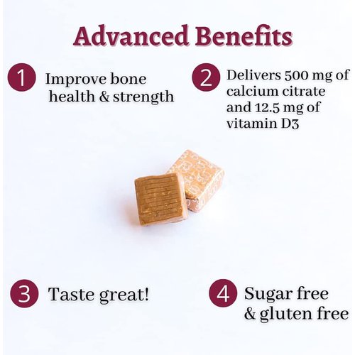 Bariatric Advantage Calcium Citrate Chewy Bites 500mg - For Bariatric Surgery Patients - Vitamin D3 - Sugar-Free Chewable Calcium Supplement - Bariatric Calcium Chews - Peanut Butter Chocolate - 90 Ct