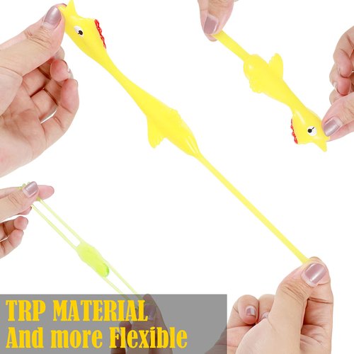 Sumind 24 Pieces Slingshot Chicken Turkey Slingshot Chicken Flingers Chicken Toys Flicking Flying Rubber Chicken Slingshot Frog Toy for Children Christmas Games Party Favors Gift(Chicken, Frog)