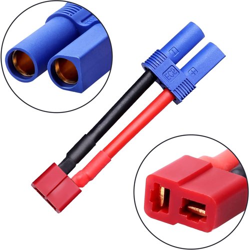Youme 4pcs EC5 to Deans T Male Female Plug Connector Adapter Conversion Cable Wire for RC Lipo Battery Balance Charger RC Car Truck Boat Motor Controller ESC