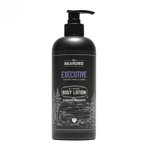Live Bearded Premium Men's Body Lotion - All-Natural Hydrating Formula - Aloe Vera, Coconut Oil, Avocado Oil - Moisturizing Body Lotion for Men, Mens Lotion for Dry Skin - Executive Scent