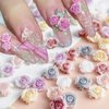 100pcs 3D Flower Nail Charms Rose Flowers Nail Art Charms Camellia Flower Charms for Nails Design Carved Floral Resin Charms Cute Nail Jewels for Nail Art Supplies Flower Nails Charms Nail Decorations