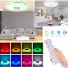 WZTO 36W LED Music Ceiling Light with Bluetooth Speaker, RGB LED Flush Mount Smartphone APP Control Remote Color Changing Ceiling Lamp, Waterproof Light Fixture for Kids Room Bedroom