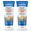 Badger Reef Safe Sunscreen, SPF 40 Sport Mineral Sunscreen, 98% Organic Sunscreen Ingredients, Broad Spectrum, Water Resistant, Zinc Oxide Sunscreen, Unscented, 2.9 fl oz (2 Pack)