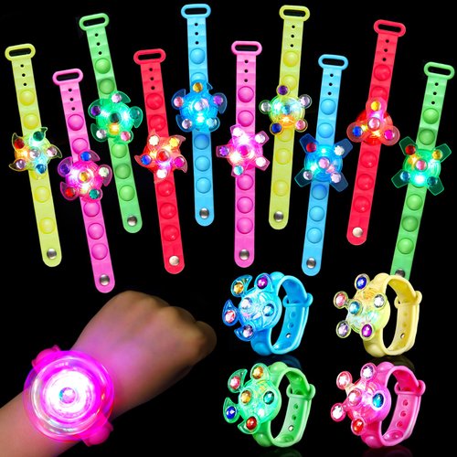 24 Pack Light Up Bracelets Party Favors for Kids 8-12 4-8 3-5, Christmas Stocking Stuffers Goodie Bags Stuffers for Kids, Light Up Birthday Party Favors Return Gifts for Boys Girls Classroom Prizes