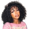 Fabunity Short Curly Wigs For Black Women Kinky Curly Wig Shoulder Length Synthetic Black Wig With Bangs Color 1B Kinky Wigs (14 Inch)