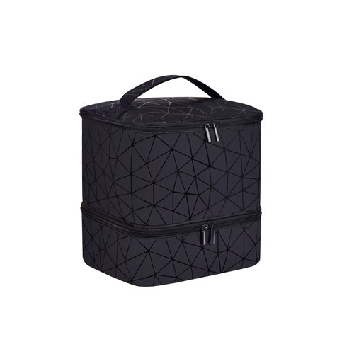Quoyiyo Nail Polish Organizer Bag, Double-Layer Nail Polish Storage and Nail Dryer Case,Holds 30 Bottles (15ml) (Black)