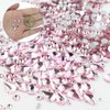 810 Pieces Multi Shapes Nail Rhinestones 60 Multi Shapes Big Gems + 750 Flatback Round Beads 3D Glass AB Crystal Nails Rhinestones for Nail Art Crafts DIY Faces Makeup Stones Diamonds Jewels (Pink)