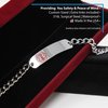 Medical Alert Bracelet Stainless Steel with Free Custom Engraving and ID Card, Curb Chain - Red | Made in USA - Wrist Size 7.5 Inch