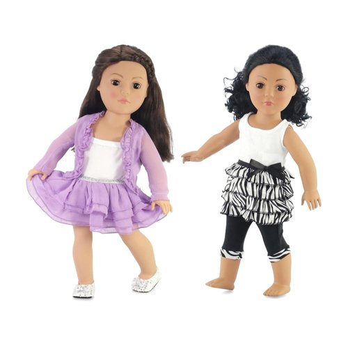 Emily Rose 18-inch Doll Spring Lavender Skirt Outfit Value Bundled with Our Lovely Summer 2-PC Leggings 18" Doll Clothes Set | Gift Boxed! | Compatible with American Girl Dolls