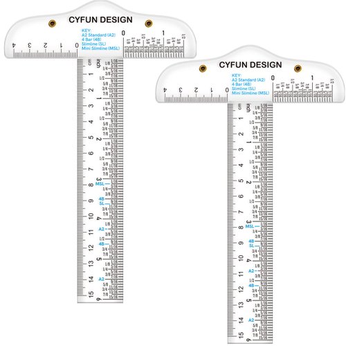 2PCS 6inch/15cm T-Shape Acrylic Transparent T-Ruler for Drafting and General Layout Work Scrapbooking Drafting Tools Scale Ruler for Crafting Zero-Centering Ruler with Inches & Metric Measuring Tool