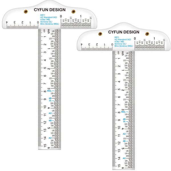 2PCS 6inch/15cm T-Shape Acrylic Transparent T-Ruler for Drafting and General Layout Work Scrapbooking Drafting Tools Scale Ruler for Crafting Zero-Centering Ruler with Inches & Metric Measuring Tool