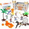 PowerTRC Medieval Castle Figure Knights Kingdom Castle Playset Action Figure Toy Army Castle Toy w/ Figurines, Catapult, Accessories in Storage Bucket