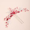 BERYUAN Red Crystal Hair Pins Red Beads Head Piece Silver Wedding Hair Accessories Bridal Hair Piece Headwear Boho Style Hair Piece for Wedding Women and Girls (RED)