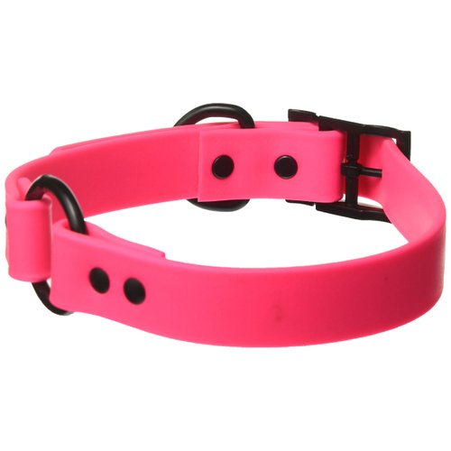 OmniPet Zeta Ring in Center Dog Collar with Black Metal Hardware, 1" x 26", Pink