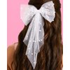 xo, Fetti Bachelorette Party Decorations Pearl White Hair Bow - Bride to Be | Bridal Shower Gift, Bridesmaid Favors