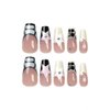 DOCVOEOMH Y2K Press on Nails Medium Long Coffin French Tips White Fake Nails with Rhinestones White Pink Star Design Ballerina False Acrylic Full Cover Glue Stick on Nails for Women Wedding 24Pcs
