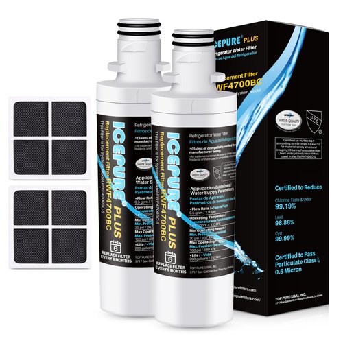ICEPURE PLUS ADQ747935 NSF 53&42 Certified Replacement for LG LT1000P MDJ64844601, Kenmore Elite 9980, LT1000PC ADQ74793501 LT1000 RWF4700A RWF4700AB Refrigerator Water and LT120F Air Filter,2Combo