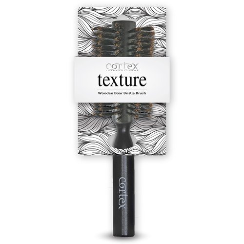 Cortex Professional 100% Boar Bristle Round Hair Brush, For Women and Men, For All Hair Types, Natural and Soft Hair Brush - Black Wood 2.4"