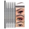5 Pcs Waterproof Dual-Sided Fine Tip Brow Pencils Pack,Ultra-Fine Mechanical Pencil,Draws Tiny Brow Hairs, Defines, Fills Brows, Shapes, Contours, Combs, (Pack of 5)-Milk Tea