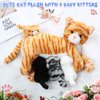 Skylety Nurturing Cat Stuffed Animal with Plush Kittens, Valentine Cat Baby Stuffed for Girls and Boys Plushy Kitty Mommy Cat with 4 Baby Cats for Birthday Party Favors Gifts(Cute Style)