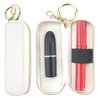 Bocasal Leather Lipstick Case Holder Chapstick Keychain Pouch, Zipper Lip Balm Lip Gloss Bag for Purse with Key Chain Elastic Band, Makeup Travel Organizer, Cosmetic Storage Kit for Women Girl (White)