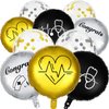 25 Pieces Nurse Balloons 18 Inch 12 Inch Nurse Graduation Foil Balloons with Double Sided Gold Silver Nursing Latex Balloons Decoration for Nurse Graduation Theme Party Supplies