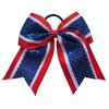 New "CONFETTI DOTS Red White Blue" Cheer Bow Pony Tail 7 Inch Girls Hair Bows Cheerleading Dance Practice Football Games Competition Birthday Grosgrain Ribbon 4th of July Patriotic