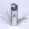 LighterBro Pro Lighter Sleeve - Multi-tool - 420 Stainless Steel - Easily Fits Your Favorite Lighters - Includes Mini Pocket Knife, Ruler, Scissors, Screwdriver, Poker, Key Ring & More (Silver)