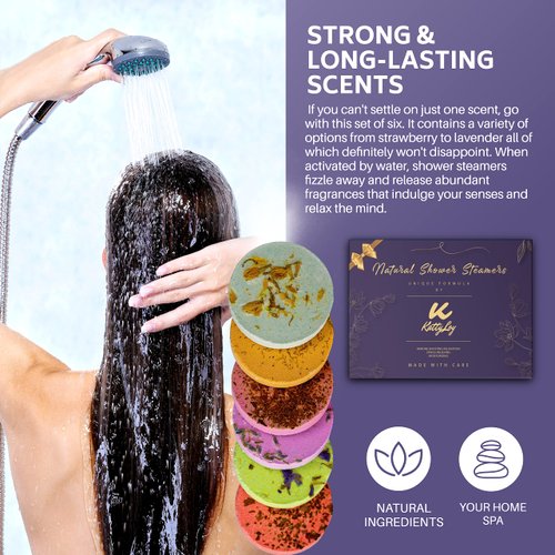 Katty Loy - Shower Steamers Fizzer Bombs - Luxury Spa Bath Present - Gift for Women Mum Nan Girl Girlfriend Her Lady Wife - Strawberry Rose Mint - Novelty Birthday Mother's Day Present