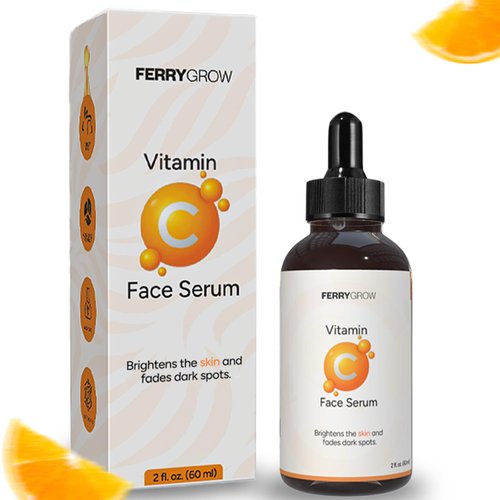 FerryGrow Vitamin C Face Serum | Brightening & Dark Spot Corrector | Anti-Aging Skin Care for Radiant Skin | Acne Spot Treatment & Hydrating Serum for Face
